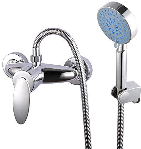XMWOEIX Badewannenarmatur, Duscharmatur-Set, Einhebelmischer aus Kupfer mit Zwei Temperaturzonen und heißem und kaltem Wasser, Handbrausenhahn mit unter Druck stehendem, verdecktem Ventil,A