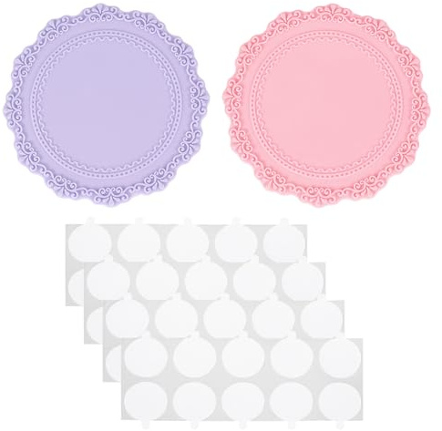 PATIKIL Wachs Siegel Silikon Pad, 2er Pack Wachs Siegel Pads mit 40 doppelstigen Klebepunkten Rückenplatte für Stempel Siegelwachs DIY, Pink Lila