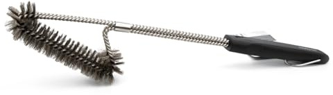 SANTOS 2-Kopf Grillbürste Edelstahl 45cm - 2-reihiger Borstenkopf -gegen hartnäckige Verschmutzungen - Reinigung von Holzkohle-, Elektro- & Gasgrills