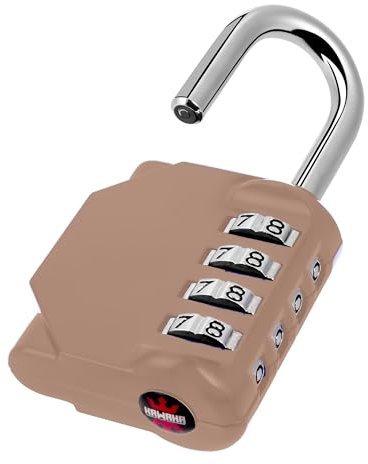 KAWAHA CL11MC Combination Lock, 4 Digit Outdoor Combination Padlock Set Your own Combination for Gym Locker Lock, School, Gates, Doors, Toolbox, Hasps and Storage (Mocha Mousse *1)