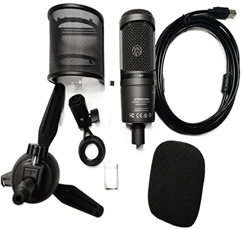 Msuiiixcccc Microphone AT2020USB+ AT2020 Condenser Microphone Set Professional Recording Live Singing Mobile Phone Special Suitable for Anchor, Dubbing Studio, Recording, st