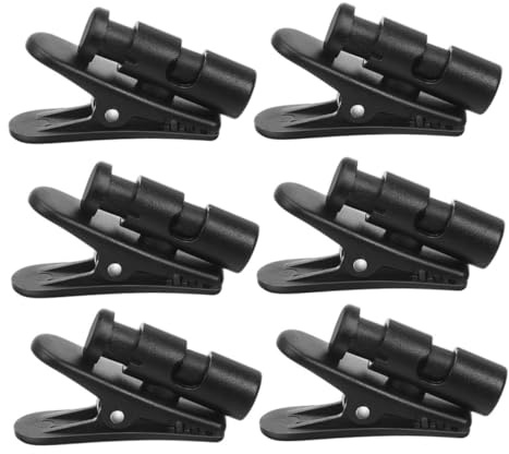 STOBOK 6pcs Black Plastic Earphone Wire Clips, Cable Management Clamps with Secure Hold, Easy-to-use Clothing Collar Clip for Headphone and Mic Cord Organisation
