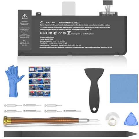 A1278 A1322 Ersatz-Akku für MacBook Pro 13 Zoll Mid 2012 2010 2009 Early 2011 Version Verbesserte Kapazität 65.5Wh 10.95V 6000mAh