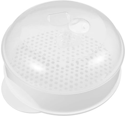 HOMOBABE Vaporera Plástica Redonda Con Tapa Para Microondas Contenedor Fácil De Limpiar Para Cocinar Arroz Verduras y Dim Sum