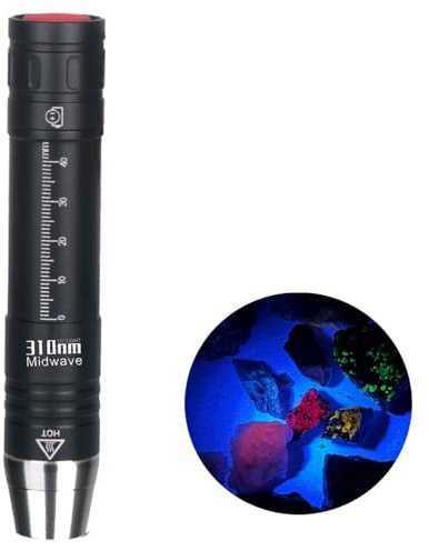 wondsunson Midwave 310nm UVB Rechargeable LED Flashlight, MW UV Torch Lamp, Fluorescent Rocks Phosphor, Ultraviolet LED Torch with Optical Filter