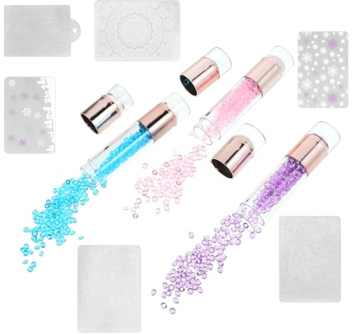 Veemoon Doppelkopf Nailart Stempel 3 Stück Nagelstempel Maniküre Tool Silikon Stamping Werkzeug Für Nageldesign Nailart Kreativ Kit