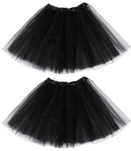 ZXTGBQ 2 Pcs Tutu Adulte, Jupe Tutu Femme, 3 Couches Tulle Jupe Ballerine, Adulte Adolescent Parti, 80 90 Fête Halloween Carnaval Costume De Fête, Noir