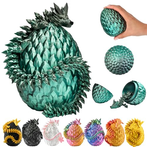 KAHAUS 3D Dekorative Drachenskulptur im Ei – 30 cm, Schwarz-Grünes Sammlerobjekt mit 10 cm Ei, Fantasy-Wohnaccessoire (14+)