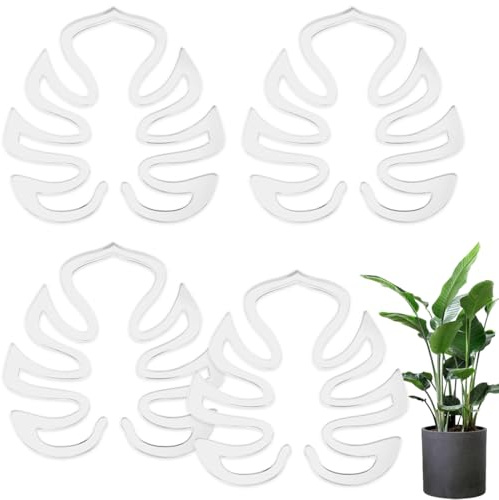 THQAE Set di 4 supporti per piante Monstera, con design unico a forma di foglie, supporto per piante da interno, traliccio supporto Monstera, supporto piante
