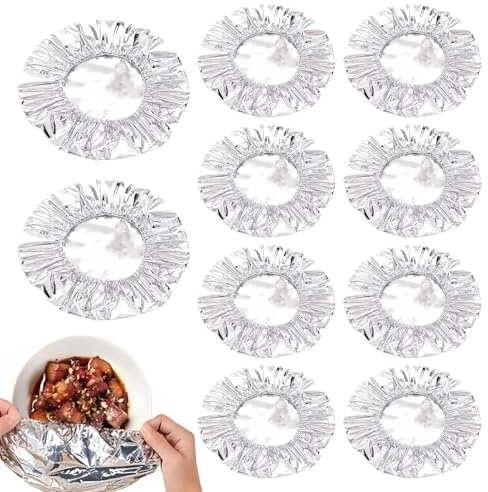 Copertura riutilizzabile in pellicola di alluminio per isolamento termico, 50 fogli di stagno isolanti, riutilizzabili, copertura per piatti da cucina in alluminio, coperchi isolati per piatti per