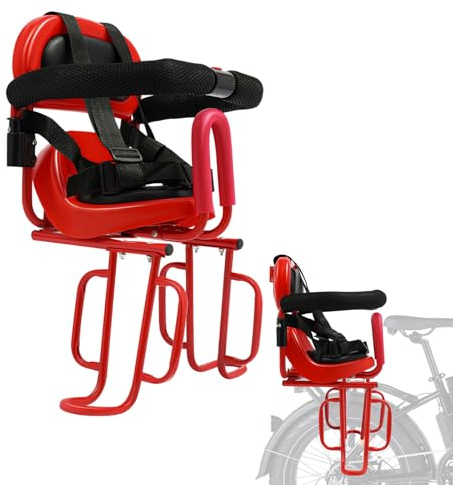 ZHDPYHDD Seggiolino per bicicletta posteriore per bambini, con ringhiera a forma di U e cintura a 4 punti, da 6 mesi a 6 anni, adatto per la maggior parte delle biciclette (rosso)