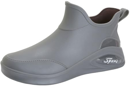 Generisch Scarpe da pioggia in gomma da uomo, impermeabili, antiscivolo, altezza alla caviglia, stivali corti, stivali da pioggia, scarpe da giardino, per pesca, caccia e giardinaggio, Z1 grigio., 43