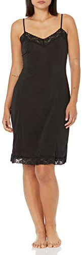 Jones NY Women's Silky Touch 38 Spaghetti Strap Anti-Cling Full Slip w/Lace Underwear, Black, XL