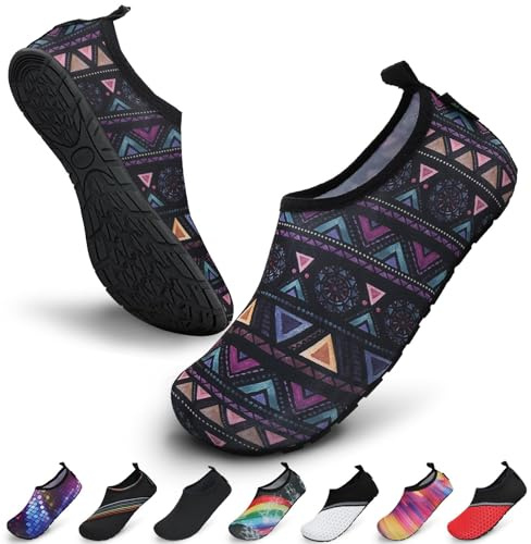 SAGUARO Escarpines Hombre Mujer para Buceo Snorkel Surf Natación Piscina Vela Mares Rocas Río Zapatos para Agua Calzado Playa Zapatillas Deportes Acuáticos (Bohemia Morado,40/41 EU)