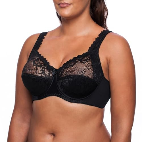 frugue Comfort Support Lace Minimiser Bra Black UK 34 G