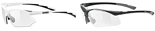 Uvex Unisex – Erwachsene, sportstyle 802 V Sportbrille, selbsttönend, white/smoke, one size & Unisex – Erwachsene, sportstyle 223 Sportbrille, black grey/clear, one size