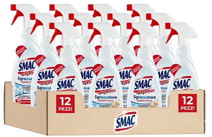 Smac Express - Sgrassatore Disinfettante, Detergente Spray Multisuperficie con Azione Sgrassante e Antibatterica, 650 ml x 12 Pezzi