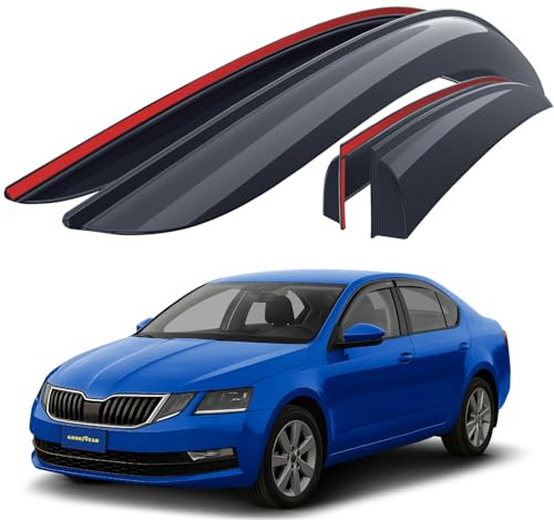 Goodyear Windabweiser für/kompatible mit Skoda Octavia 13-20 - Klebe 4 St. | Regenabweiser Autofenster Regenschutz Skoda Octavia III – bruchsicher Polycarbonat, kratzt nicht, wetterfest, frischluft