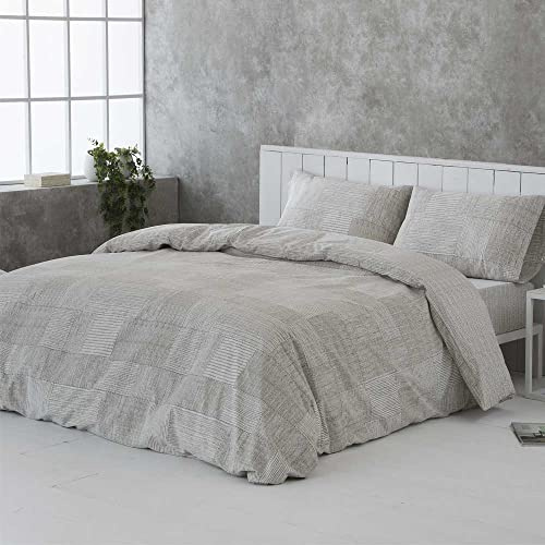 COTTON ARTean Funda nordica ALGODÓN ORGANICO Cama de 135 LEZO Beige | Incluye 2 piezas: F. Edredón 220x220 + 1 F.de Almohada Cierre Botones. Certificado OEKO-TEX y GOTS