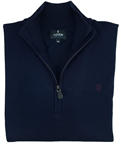 Coveri Maglia Maglione a Lupetto Uomo Mezza Zip Collo Alto con Cerniera M L XL XXL XXXL (L - Blu)