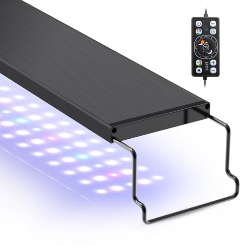 hygger 26W Aquarium LED Light, Fish Tank Full Spectrum Lighting with 24/7 Day-Night Cycle Mode & Auto On/Off Timer, Adjustable Brightness, 7 Colors Options, Extendable Bracket for 60~76cm Freshwater