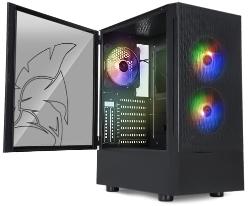 EMPIRE GAMING – Caja PC Gamer Sapphire - ARGB Mid-Tower ATX/Micro ATX/ITX - Puerta Lateral de Vidrio Templado - 3 Ventiladores 3 Pines 5 Voltios LED RGB Direccionable 120MM - MB Sync - Negro