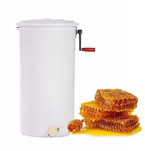 Extracteur Manuel de Miel d'abeille en Plastique à 2 Cadres, centrifugeuse de Miel de Traitement en nid d'abeille de Grande capacité de 18 L pour l'apiculture(Blanc)