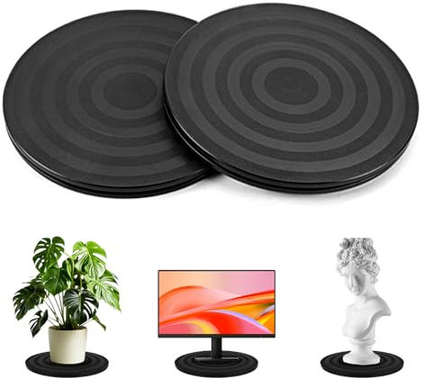 APKOL 2 Pcs Tourne-Disque Rotatif à 360°Plateau Pivotant,TV Support Pivotant Plateau Universel Rond Plateau Tournant Manuel avec Roulement à Bille pour Ordinateurs Portables, moniteurs, Noir, 20cm