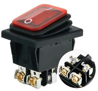 Interrupteur à bascule 16 A 30 A, courant élevé, étanche, avec lumière, autobloquant, marche/arrêt, câblage à vis, 12 V, 24 V, 220 V(Red 16A 220V)