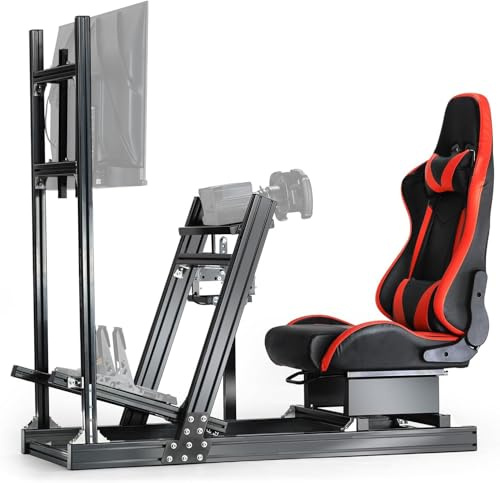 Dardoo F1 Racing Simulator Cockpit with Seat and Display Frames,Fit for Logitech G920 G923, for Thrustmaster T300RS Without Wheel, Pedal, Handbrake and Monitor