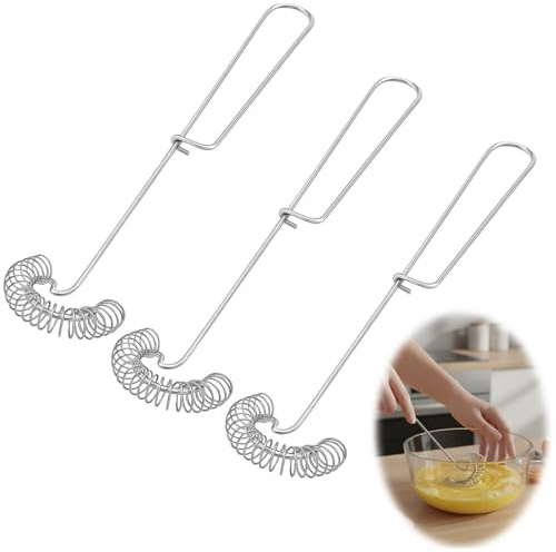 Spiralbesen, 3 Stück Edelstahl Spiralbesen, Rührblitz zum Schlagen von Eiern, Mehl und Butter, Quirl Küche für Backen und Kochen