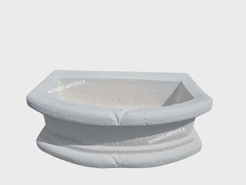 Lavello Lavandino In Cemento, Lavabo, Fontana, Vasca Unica rustica - Larghezza 70x42 Altezza 24 Cm - Per Esterno Da Giardino Colore Bianco
