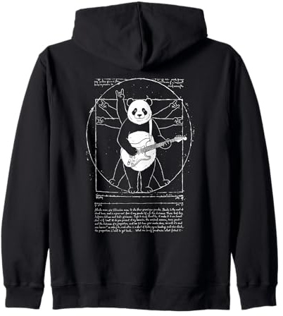 Vitruvian Rock Panda, Leonard de Vinci, Art, Music, Fun Sweat à Capuche