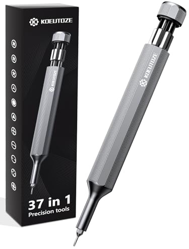 Koeutoze 37-i-1 precisionsskruvmejselsats, multibitsskruvmejselsats med 36 S2-stålbits, mini-reparationsverktygssats med Torx, Phillips, insex för iPhone 16/15, MacBook, Switch, PS5, glasögon, klockor