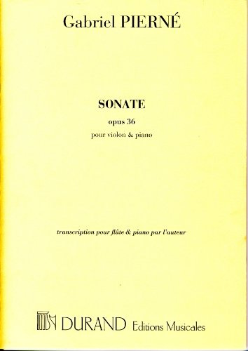 Partitions classique DURAND PIERNE - SONATE OP 36 - FLUTE Flûte traversière