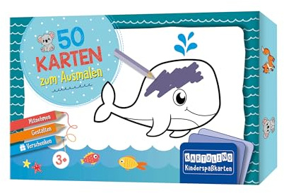 50 Karten zum Ausmalen - Tiere: Mitnehmen, gestalten, verschenken (KARTOLINO Kinderspaßkarten)