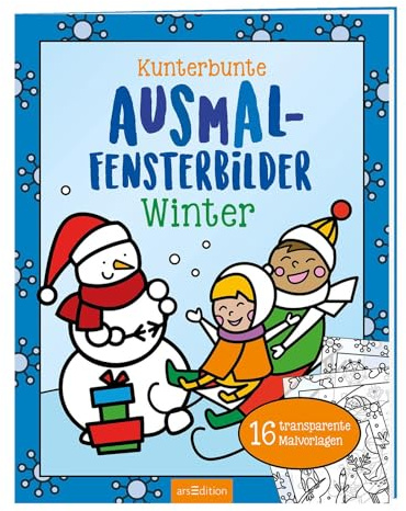 Kunterbunte Ausmal-Fensterbilder – Winter: 16 transparente Malvorlagen