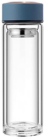 RENSHENKTO 1 bottiglia d'acqua riutilizzabile tazza termica termica termica thermos a prova di perdite, coperchio a prova di perdite, vetro blu, 350 ml