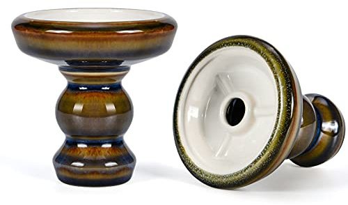 Cazoleta Cachimba Phunnel Cabeza Shisha - Kitosun Pivot Tazón de Barro Acristalado con Borde Compatible con HMD Provost & Foil, 15-20g Sabores de cachimba,1.5-2 horas (Rejor-golden)