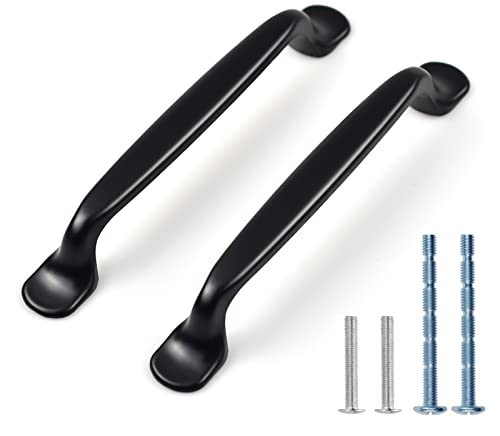 FunChaos 12 Stück Schwarz Küchengriffe, Möbelgriffe Aluminiumlegierung, Schrank Griff Mit 2 Größen Schrauben, Schubladenschrank Griff für Küche, Schlafzimmer, Badmöbel, Büro (96mm)