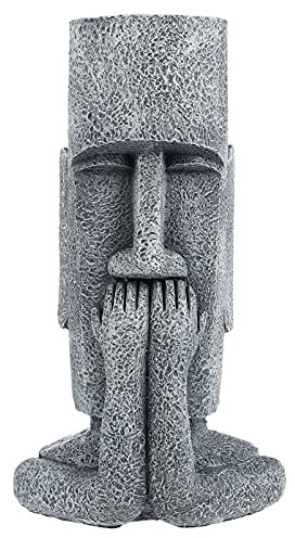 BESPORTBLE Osterinsel Figur Moai Kopf Blumentopf Garten Statue Skulptur Kaktus Sukkulenten Topf Dekofigur Übertopf Balkon Pflanztopf Gartenfiguren für Außen Büro Tischdeko Schreibtisch Landhaus Deko