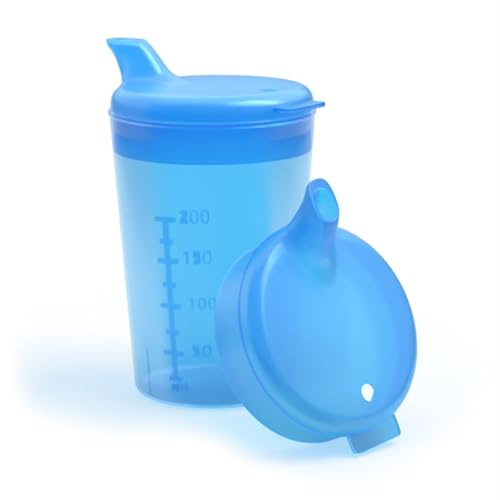 Horn Medical Gobelet à bec avec 2 couvercles (grande et petite ouverture) I Aide à boire I 250 ml I Couleur au choix (bleu)