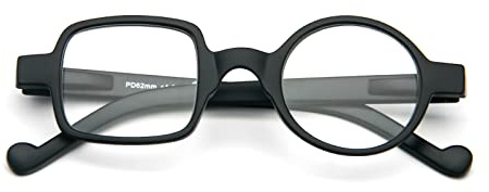 KoKoBin Lesebrille rund quadratisch HD Lesebrillen Rahmen ultraleichte bequeme Federscharnier Herren- und Damen brille (Schwarz, 3.0)