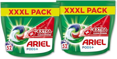 Ariel All-in-1 PODS tvättkapslar, 104 tvättar (2 x 52 kapslar), extra rengöringskraft, djuprengöring och extra fläckborttagning