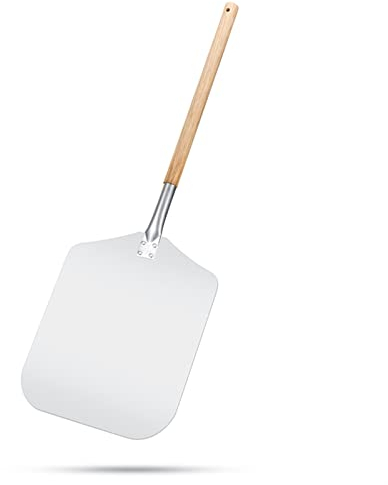 EXENXA Pala per Pizza Accessori per Utensili da Pasticceria Pala per Pizza Spatola per Pizza Antiaderente Rotonda in Acciaio Inossidabile con Manico in Legno di Quercia (Color : KT079) (Kt068)