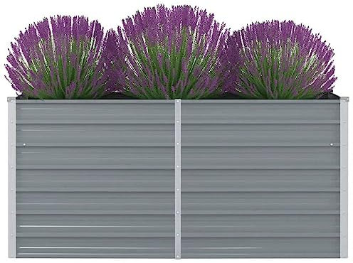 BULANED Hochbeet, Pflanzkübel, Kräuterbeet, Hochbeete-kit, Schneckenzaun, Pflanztrog, Pflanzgefäße, Pflanzfolie Für Hochbeet,Teichbecken, 160 x 80 x 77 cm Verzinkter Stahl Grau