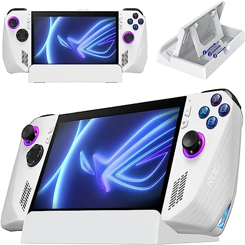Miimall for ASUS ROG Ally X 2024/ROG Ally Stand, [3-Level Adjustable Angles] [Foldable] Non-Slip Portable Holder Playstand for ROG Ally X Console/Tablet/Mobile Phone/Switch OLED/Switch Lite, White