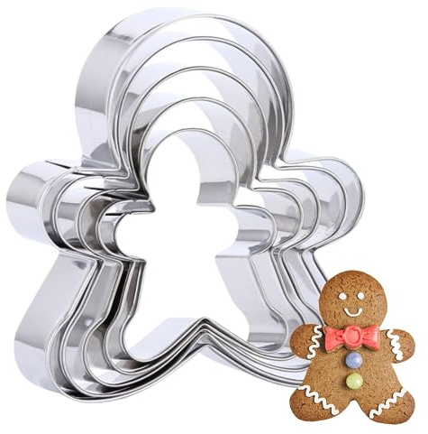Lebkuchen Ausstechformen Set,5 Stück Edelstahl Lebkuchenjunge Ausstechform | für Weihnachten, Party-Dekorationen