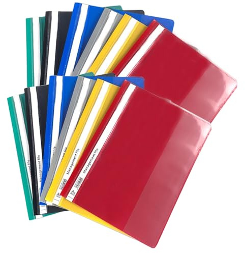 iNelihoo 12 Stück A4 Prospekthüllen, Transparenter Vorderdeckel, Dokumentenmappe, Sammelmappen für Dokumente, Organisieren, Schwarz, Dark Blue, 31 cm * 23 cm, A4, PP-Material, 100 Blätter Kapazität