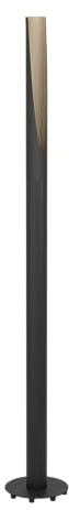 EGLO LED Stehlampe Barbotto, elegante Eck Standleuchte, Stehleuchte aus Stahl in Schwarz und Holz in Natur, Lampe Wohnzimmer, warmweiß, 137 cm